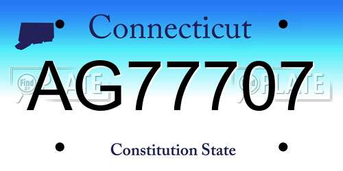 AG77707 Connecticut License Plate