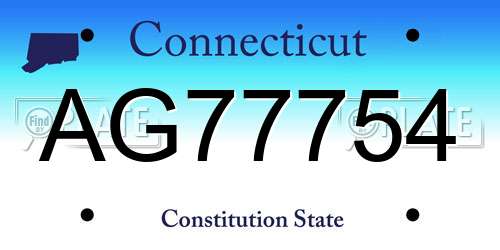 AG77754 Connecticut License Plate