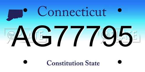 AG77795 Connecticut License Plate