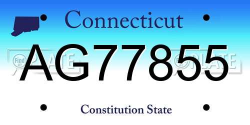 AG77855 Connecticut License Plate