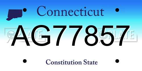 AG77857 Connecticut License Plate