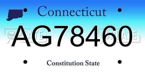 AG78460 Connecticut License Plate
