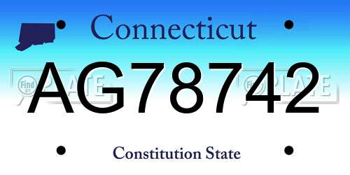 AG78742 Connecticut License Plate