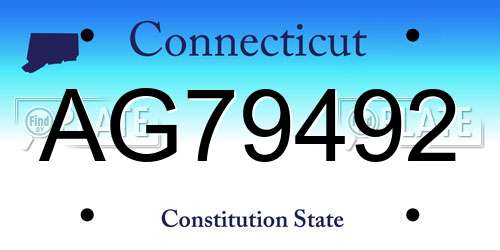AG79492 Connecticut License Plate