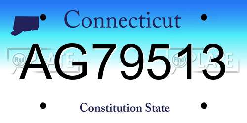 AG79513 Connecticut License Plate