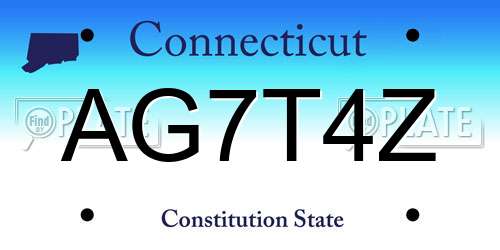 AG7T4Z Connecticut License Plate