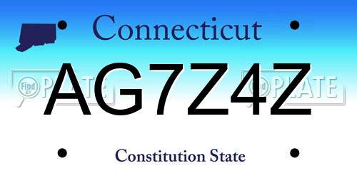 AG7Z4Z Connecticut License Plate