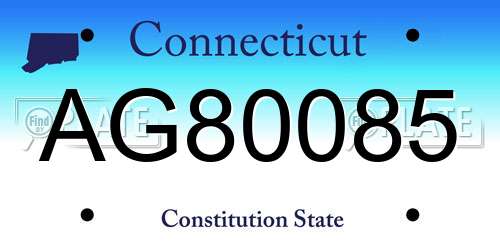 AG80085 Connecticut License Plate