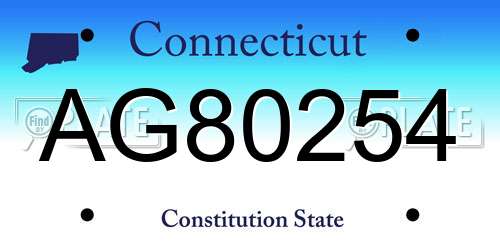 AG80254 Connecticut License Plate