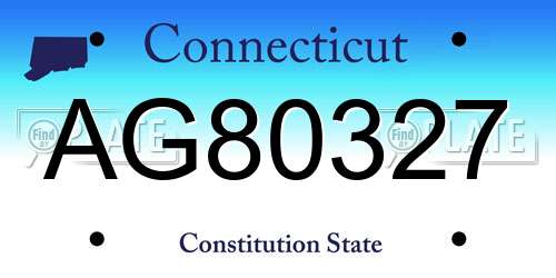 AG80327 Connecticut License Plate