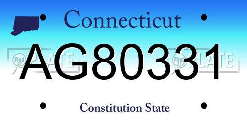 AG80331 Connecticut License Plate
