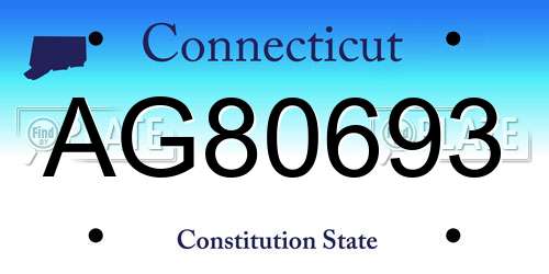AG80693 Connecticut License Plate