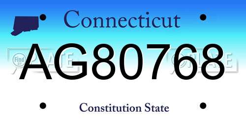 AG80768 Connecticut License Plate