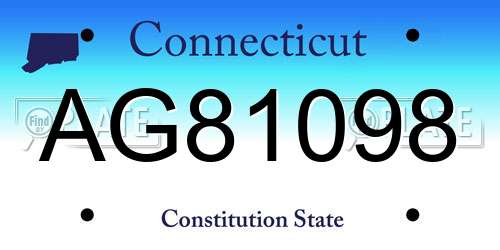 AG81098 Connecticut License Plate
