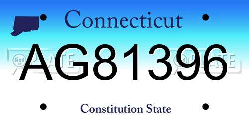 AG81396 Connecticut License Plate