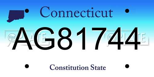 AG81744 Connecticut License Plate