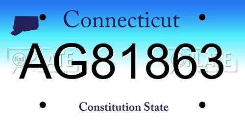 AG81863 Connecticut License Plate