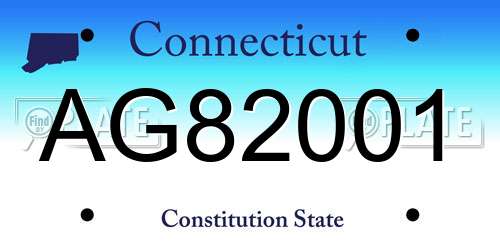 AG82001 Connecticut License Plate