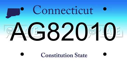 AG82010 Connecticut License Plate