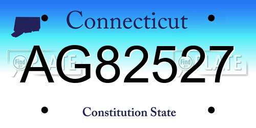 AG82527 Connecticut License Plate