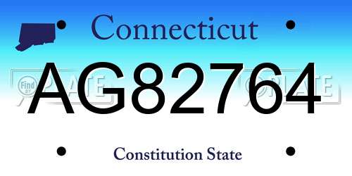 AG82764 Connecticut License Plate