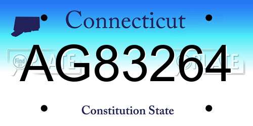 AG83264 Connecticut License Plate
