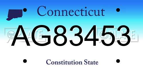 AG83453 Connecticut License Plate