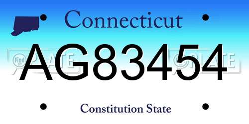 AG83454 Connecticut License Plate