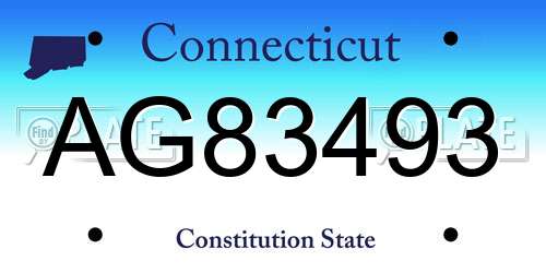 AG83493 Connecticut License Plate