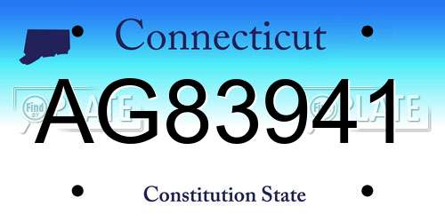 AG83941 Connecticut License Plate