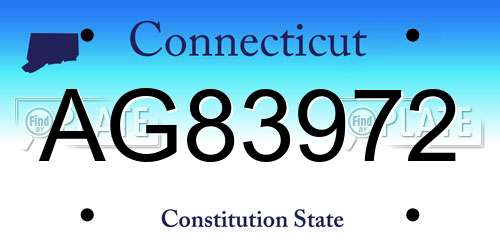 AG83972 Connecticut License Plate