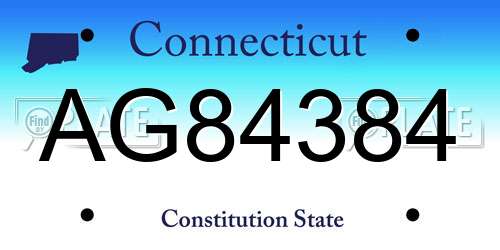 AG84384 Connecticut License Plate