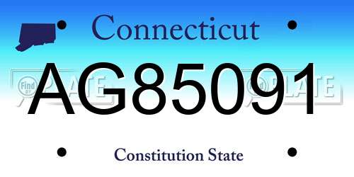 AG85091 Connecticut License Plate