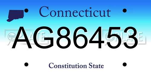 AG86453 Connecticut License Plate