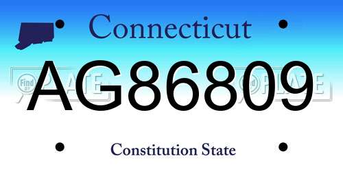 AG86809 Connecticut License Plate