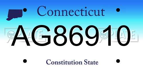 AG86910 Connecticut License Plate