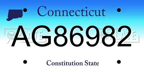 AG86982 Connecticut License Plate