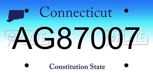 AG87007 Connecticut License Plate