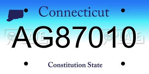 AG87010 Connecticut License Plate