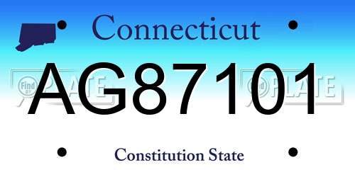 AG87101 Connecticut License Plate