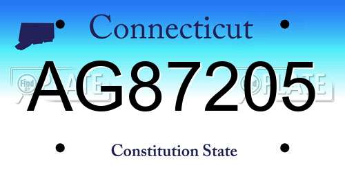 AG87205 Connecticut License Plate