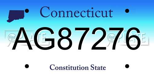 AG87276 Connecticut License Plate