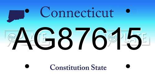 AG87615 Connecticut License Plate