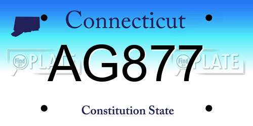AG877 Connecticut License Plate