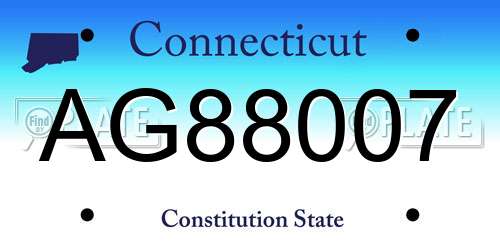 AG88007 Connecticut License Plate