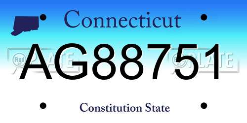 AG88751 Connecticut License Plate