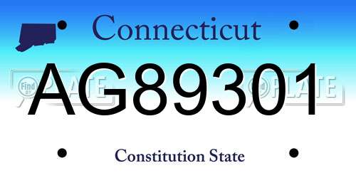AG89301 Connecticut License Plate