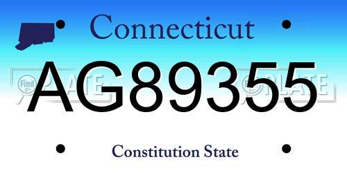 AG89355 Connecticut License Plate