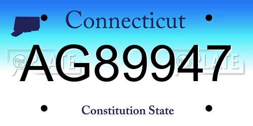 AG89947 Connecticut License Plate