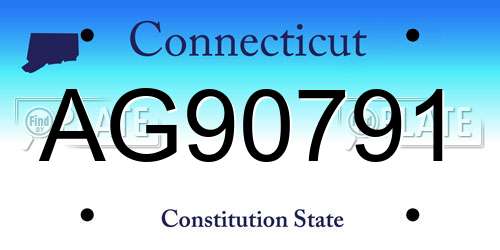 AG90791 Connecticut License Plate